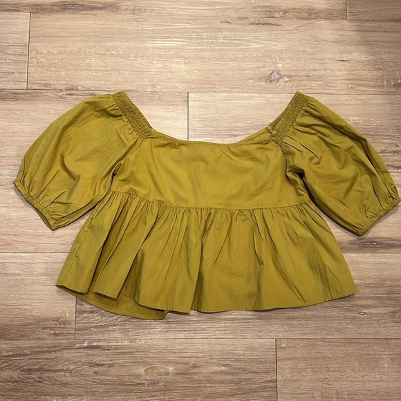 Free People Blouse Veronica Sweetheart Top Chartreuse Green/Yellow SMALL - Picture 6 of 6